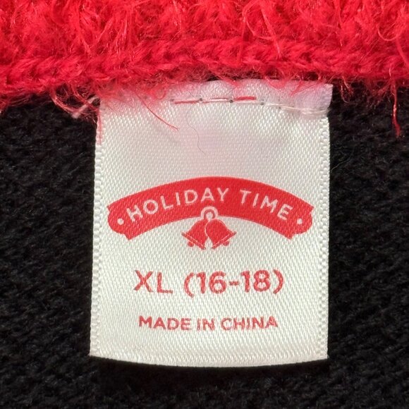 Holiday Time Women's Black Red La La Llama Christmas Sweater Size XL 16-18 - Picture 7 of 10
